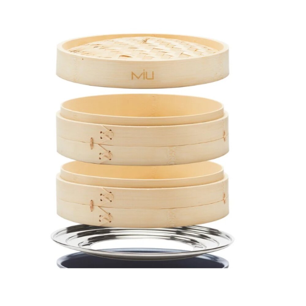 MIU 10” 2-Tier Bamboo Steamer Basket